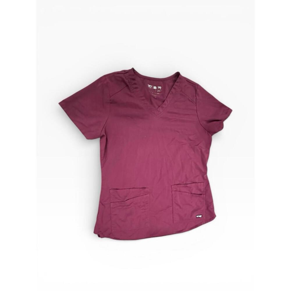 Grey’s Anatomy Scrub Top Women’s M Burgundy Stretch Medical Uniform